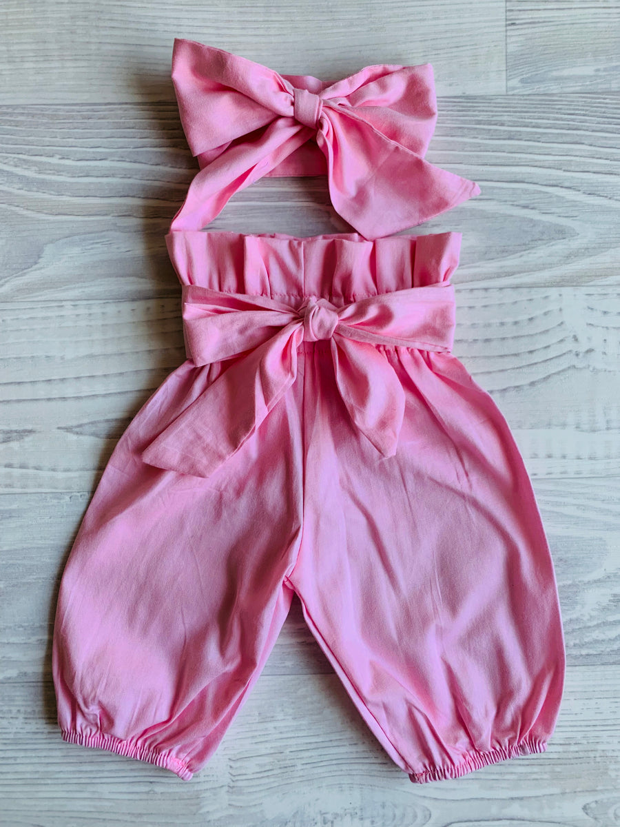 High Waisted Harems with Headband - Pink