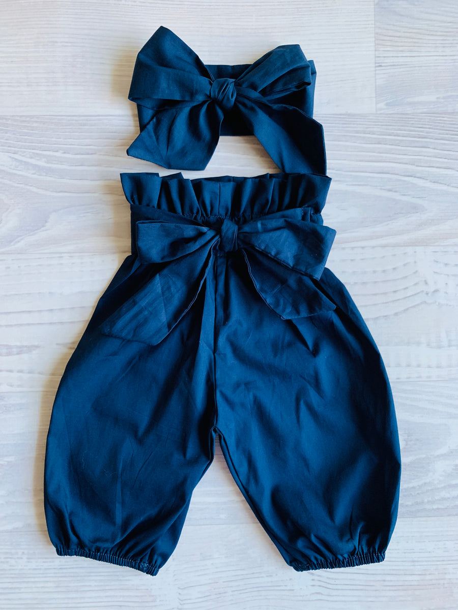 High Waisted Harems with Headband - Navy