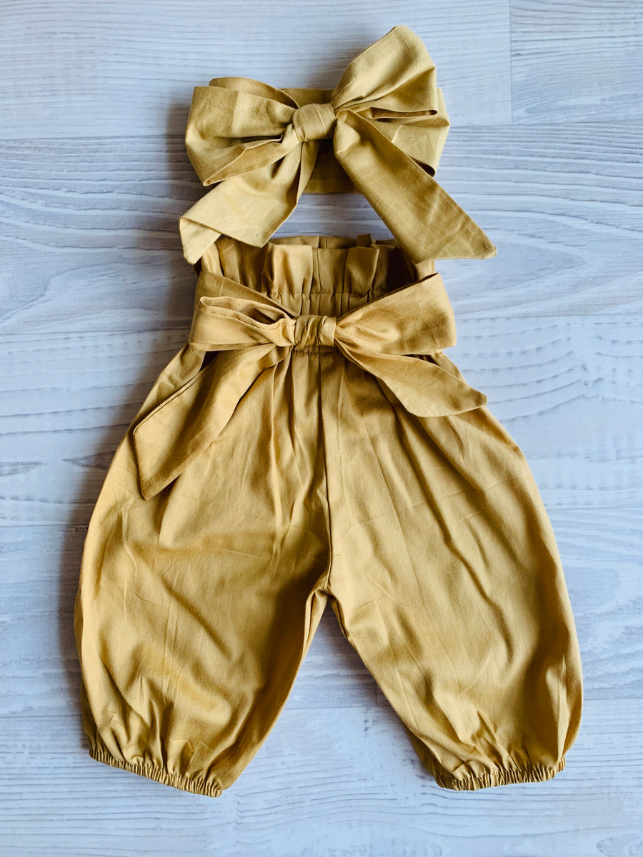 High Waisted Harems with Headband - Mustard