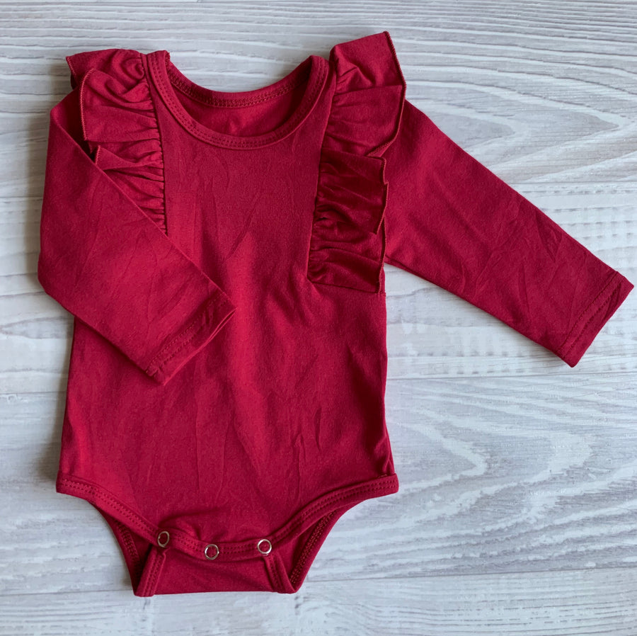 Ruffle Romper / Top - Burgundy