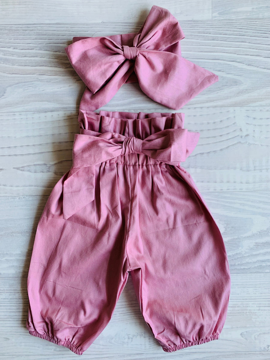 High Waisted Harems with Headband - Blush