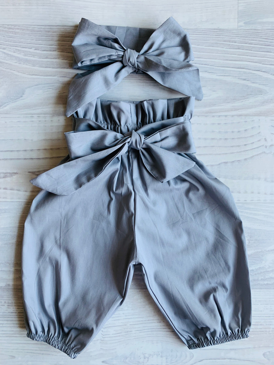 High Waisted Harems with Headband - Grey