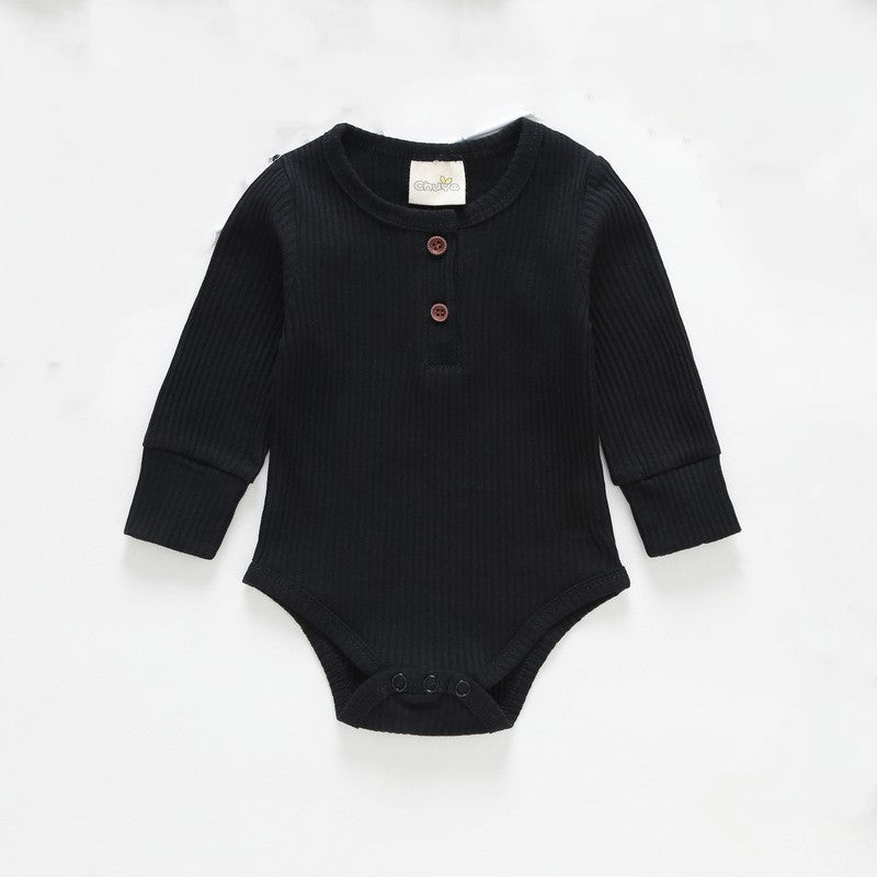 Ribbed Cotton Romper - Black