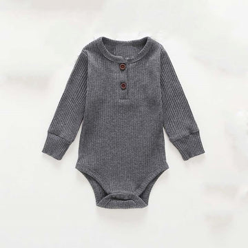 Ribbed Cotton Romper - Grey