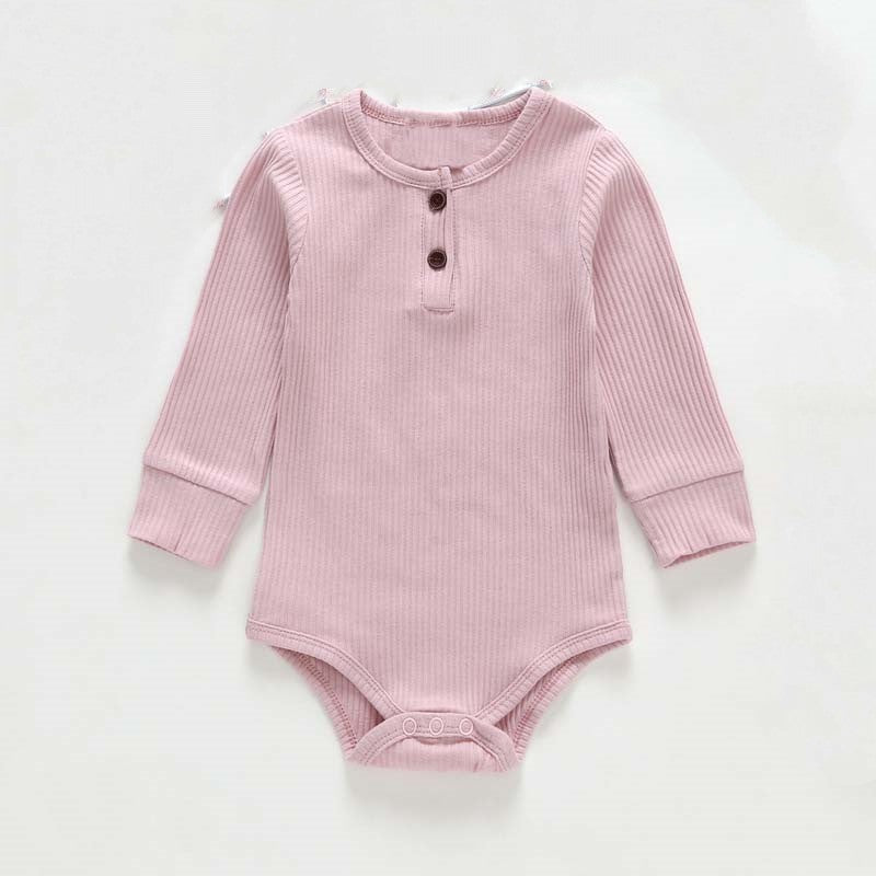 Ribbed Cotton Romper - Dusty Pink