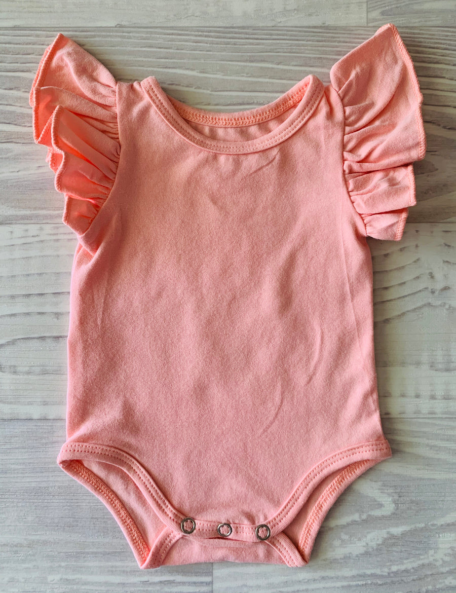 Short Sleeve Flutter Romper/Top - Peach