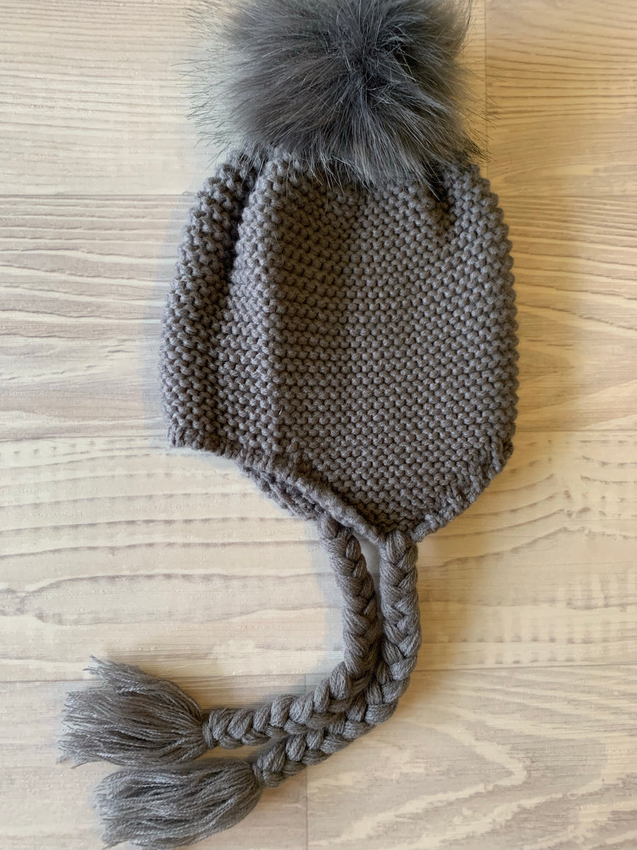 Pom Pom Beanie - Grey